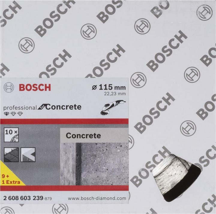 Immagine prodotto Bosch Professional Zubehör Lama diamantata Standard per calcestruzzo, 115 x 22,23 x 1,6 x 10 mm, confezione da 10 pz.