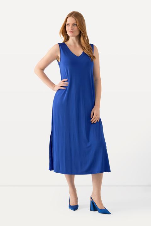 Produktbild Ulla Popken Slinky-Midikleid, A-Linie, V-Ausschnitt, ärmellos (60)