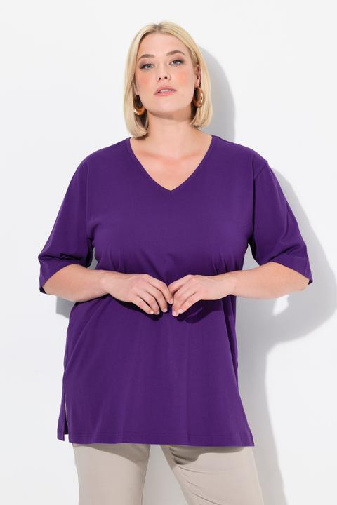 Actual product image Ulla Popken Basic V-Neck Relaxed Fit Short Sleeve Tee (60)