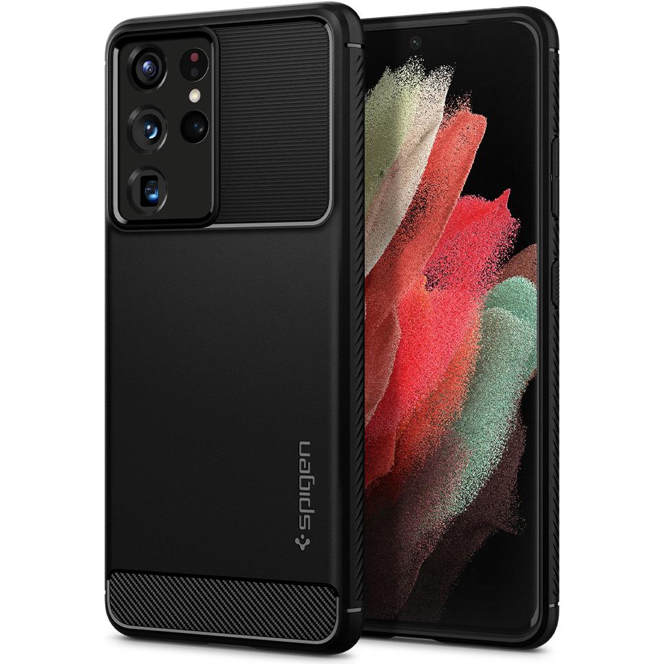 Spigen Rugged Armor (Samsung Galaxy S21 Ultra 5G), Smartphone Hülle, Schwarz