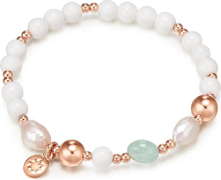 Produktbild Lulu & Jane Metall-Legierung Aquamarin Süsswasser-Zuchtperle/Muschelkernperle roségold 19,0 - 22,0 cm - 33320 (22 cm, Metall-Legierung)