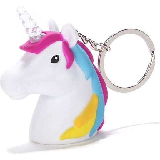 Kikkerland, Damen, Schlüsselanhänger, Unicorn LED keychain (KRL78-EU), Weiss