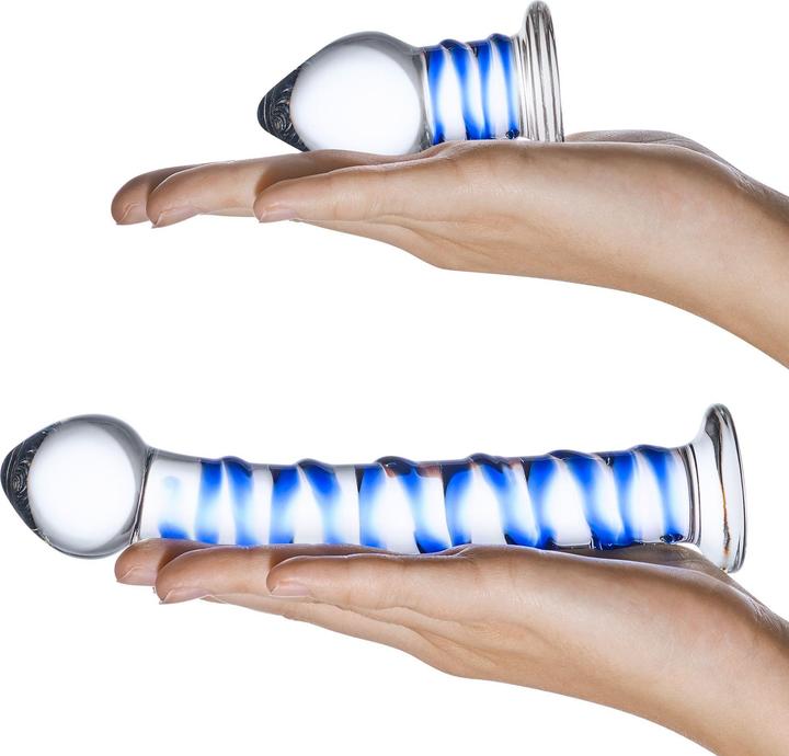 Produktbild Gläs Double Penetration Glass Swirly Dildo & Butt Plug Set 2 pcs