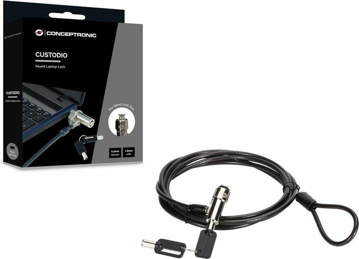 Image du produit Conceptronic Serrure à clé NBT Notebook Nano 1.8m sw