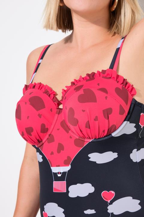 Actual product image Ulla Popken Heart and Cloud Print One Piece Underwire Swimsuit (60)