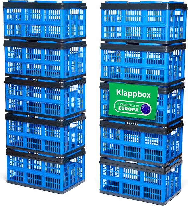 Image du produit Novaliv Klappbox Blau 10er Set - 16L Faltkorb mit Henkeln - Vielseitiger Einkaufskorb - Praktische A (16 l)