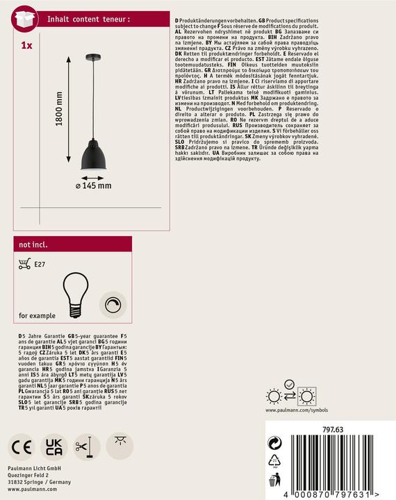 Actual product image Paulmann Neordic Hilla (E27)
