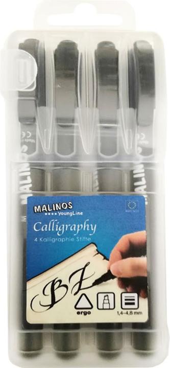 Productafbeelding Malinos Kalligrafiepennen Pak van 4 zwart 4+ (Zwart, 4x)