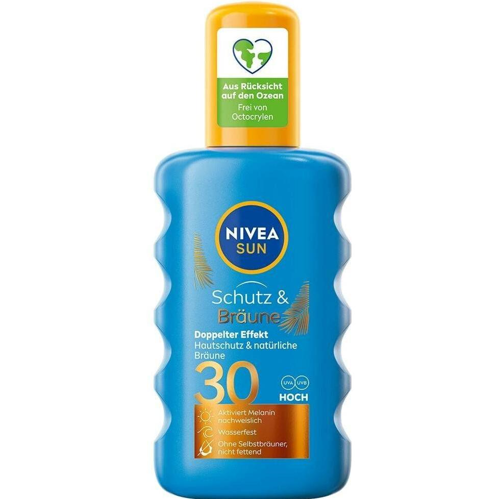 NIVEA, Zonnecrème, Schutz & Bräune Sonnnenspray LSF 30 (Zonnebrandspray, SPF 30, 200 ml)