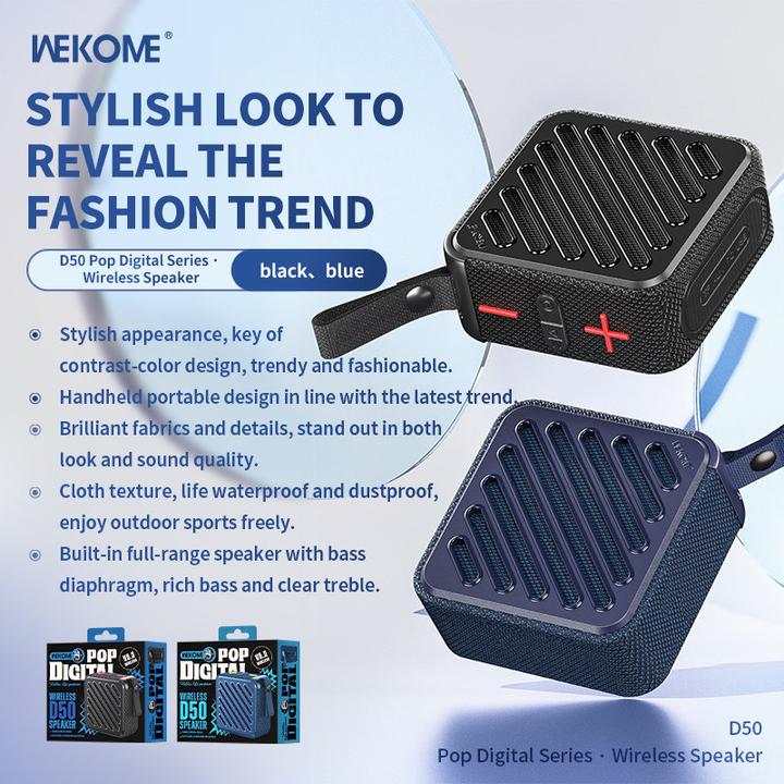 Image du produit Wekome D50 Pop Digital Series – Tragbarer kabelloser Bluetooth-Lautsprecher V5.2 (Schwarz) (2.50 h)