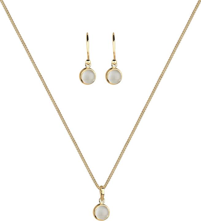 Immagine prodotto Elli Orecchini con pietre preziose, collana con pietre preziose (Elastico, Pietra lunare, Argento 925)