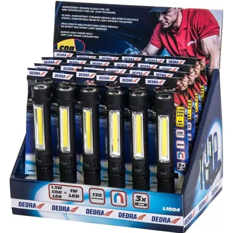 Dedra, Taschenlampe, Taschenlampe LED Taschenlampe 1,5W+1W Magnet L1004 (130 lm)