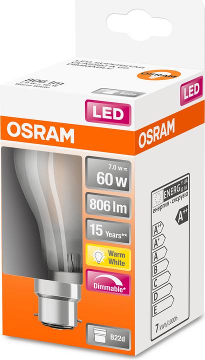 Produktbild Osram Led Retrofit Classic A (B22d, 60 W, 806 lm, 1 x, E)