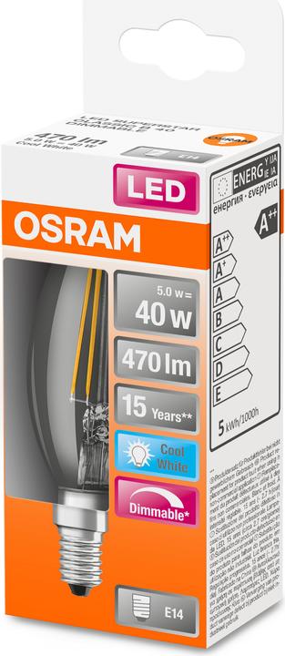 Produktbild Osram Led Retrofit Classic B (E14, 5 W, 470 lm, 1 x, F)