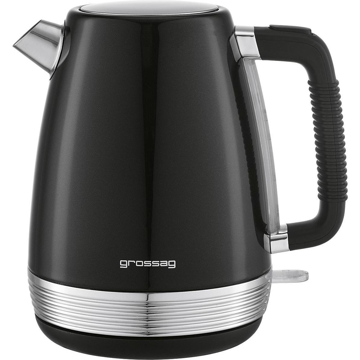 Grossag GRO Wasserkocher 1,7l schw.met, Wasserkocher, Schwarz