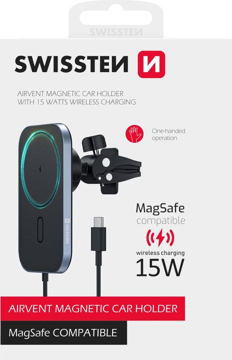 Productafbeelding Swissten Magnetische autohouder met draadloze oplader