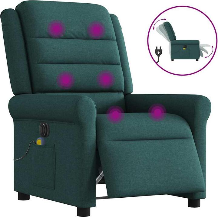 Immagine prodotto VidaXL Sedia da massaggio elettrica in tessuto verde scuro