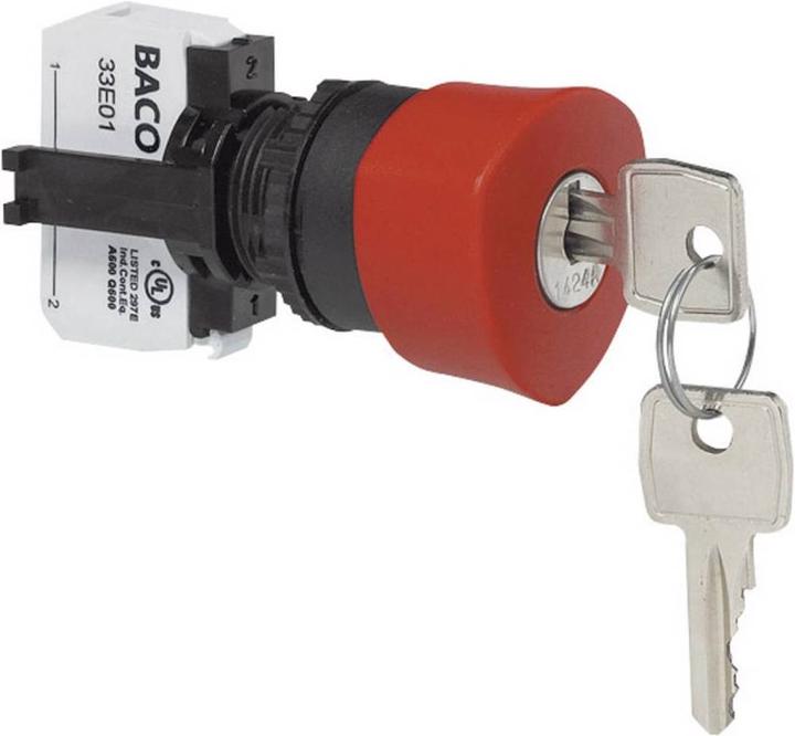Actual product image Baco Emergency off switch push button with adapter and key release