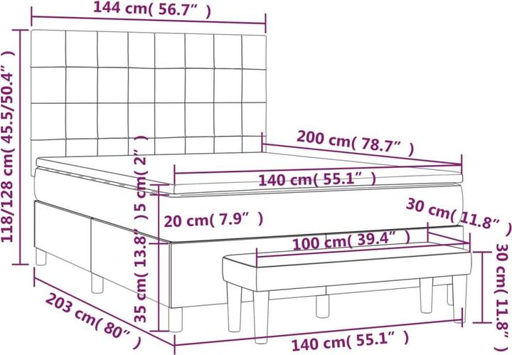 Actual product image vidaXL Boxspringbett (140 x 200 cm)