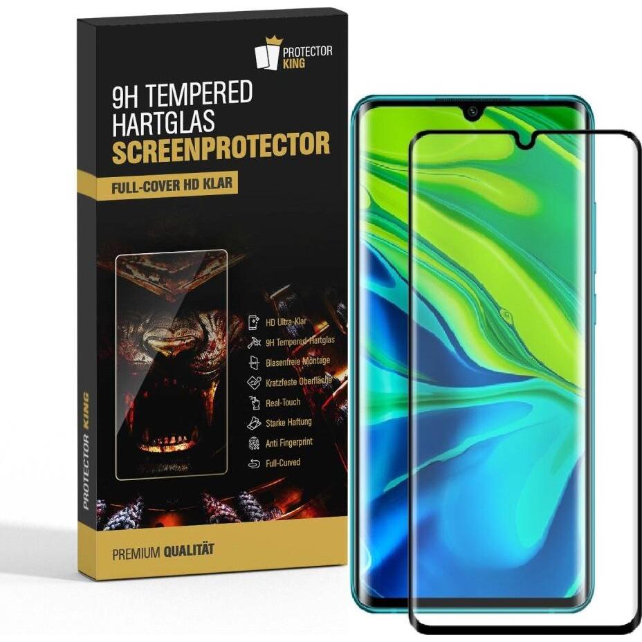 Protectorking 1x echtes Tempered 9H Panzerhartglas 3D KLAR (1 Stück, Xiaomi Mi Note 10 Lite), Smartphone Schutzfolie