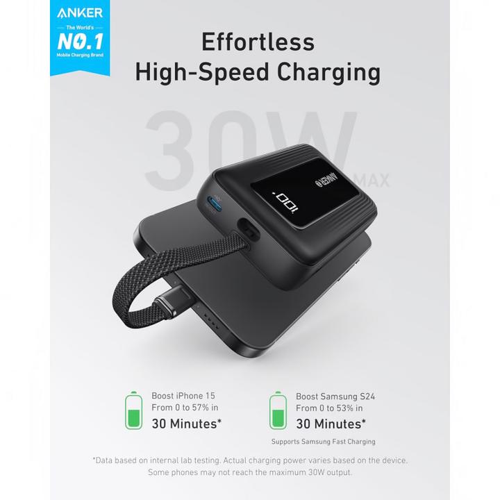 Image du produit Anker Zolo Powerbank 10.000mAh Noir (10000 mAh, 30 W)