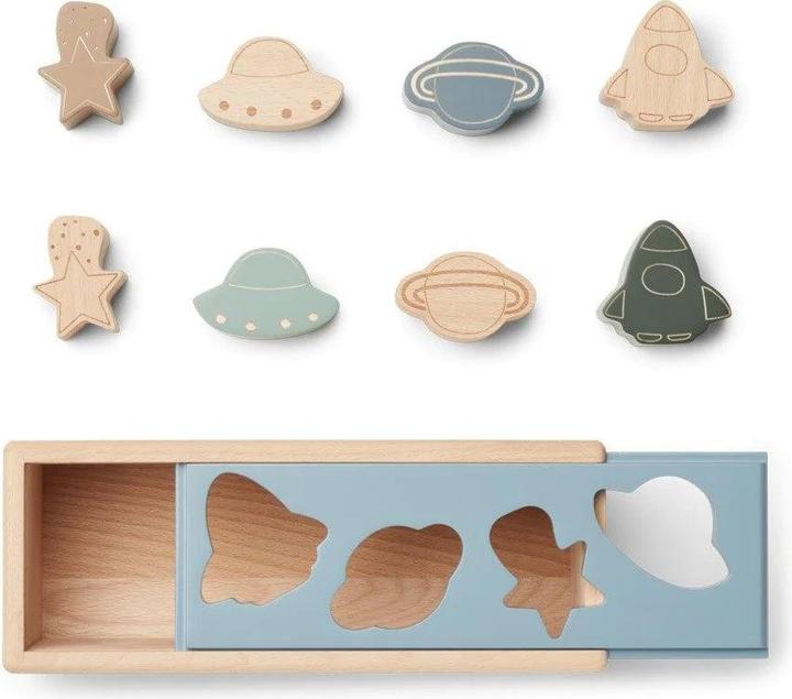 Actual product image Liewood Wooden moulding game Midas Space Blue Fog Multi Mix