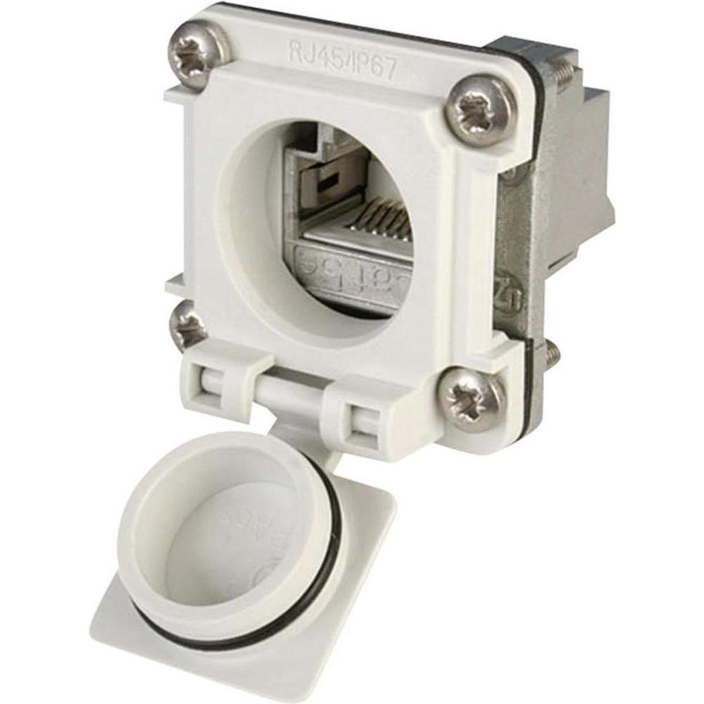 Telegärtner RJ45 Steckverbinder STX V6 Flanschset Variante 6, Elektronikkabel + Stecker, Grau