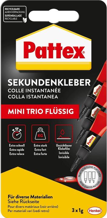 Produktbild Pattex Sekundenkleber Flüssig Mini Trio (3 g)