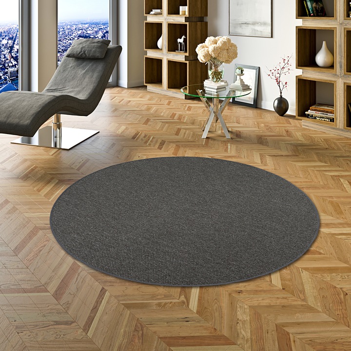 Image du produit Bentzon Tapis naturel à tissage plat Rond en 6 couleurs et 4 tailles (Ø 100 cm)