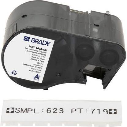 Brady, Etiketten, M5C-1000-461, Polyester, Schwarz auf weiss, 25.40 mm x 7.62 m, permanent, Endlos