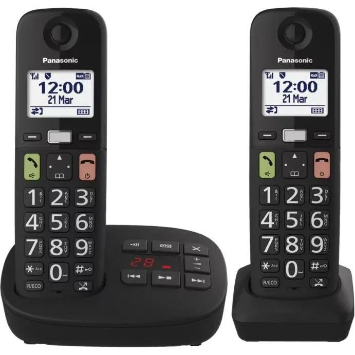 Panasonic DECT KX-TGU132EXB Duo Zwart, Telefon, Schwarz