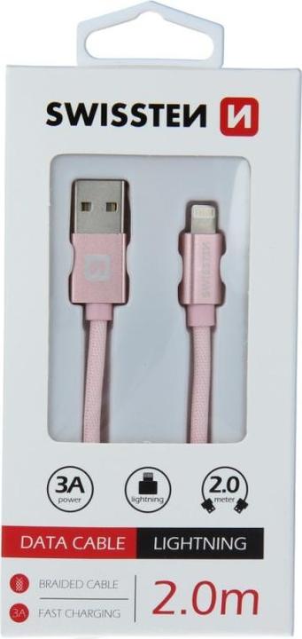 Produktbild Swissten Datenkabel Textil USB / Lightning 2.0 M (2 m, USB 2.0)