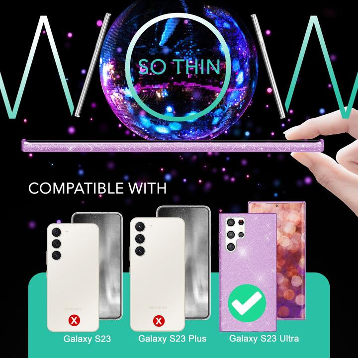 Actual product image Nalia Glitter silicone cover with 2x screen protector (Samsung Galaxy S23 Ultra)