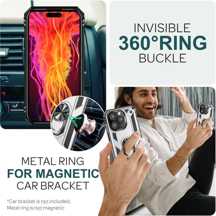 Actual product image Nalia Shockproof Military Style Ring Cover (Apple iPhone 15 Pro Max)
