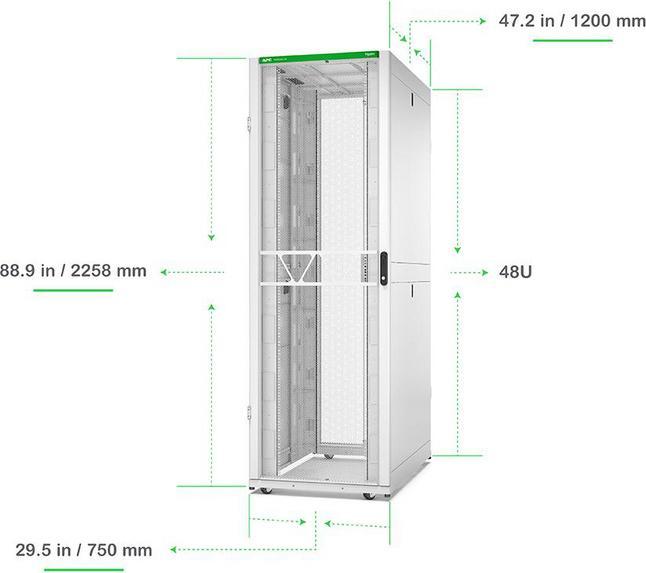 Image du produit APC NetShelter SX Rack pour serveur Gen 2 48U 2258H x 750W x 1200D mm w/ Sides blanc (48 HE, Rack 19 pouces)
