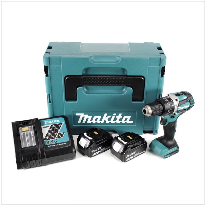 Actual product image Makita DHP 484 RFJ 18V Li-ion cordless impact drill in Makpac incl. 2x 3.0 Ah battery and charger (Rechargeable battery operated)