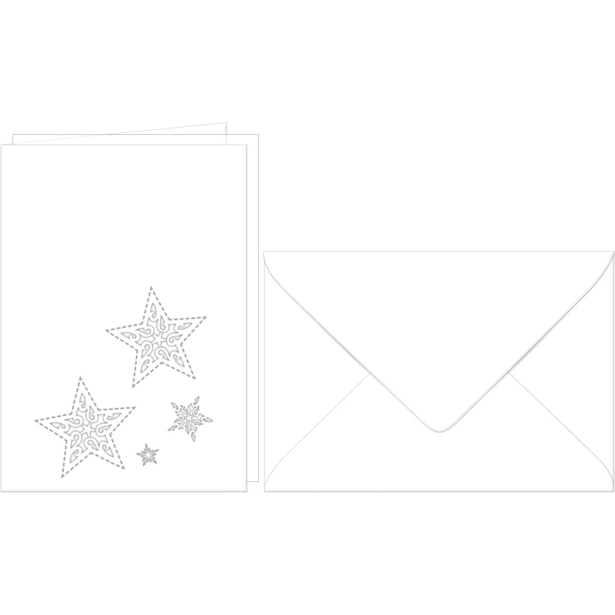Thumbnail - Ursus, Karteikarten, Doppelkarte A6 gelasert + Kuvert VE=5 Sets Sterne weiss (A6, 220 g/m², 5 x)