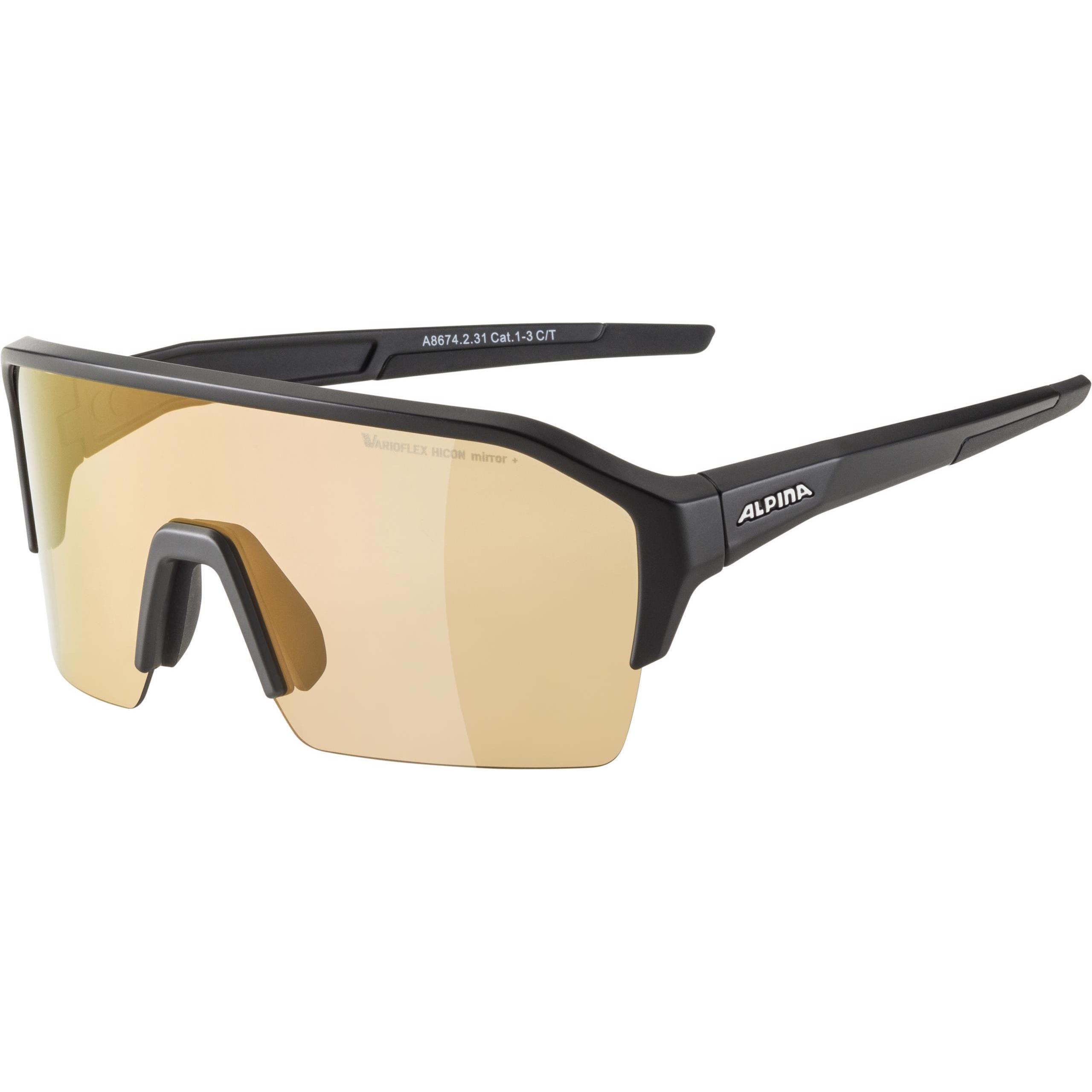 ALPINA SPORTS, Unisex, Sportbrille, Ram HR Q-Lite V (Schwarz, Silver Mirror), Schwarz