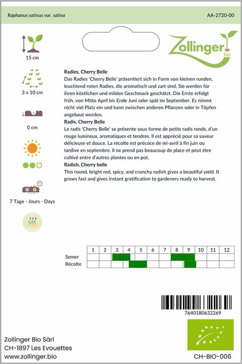 Produktbild Zollinger Bio Radies, Cherry Belle (Keimlinge)