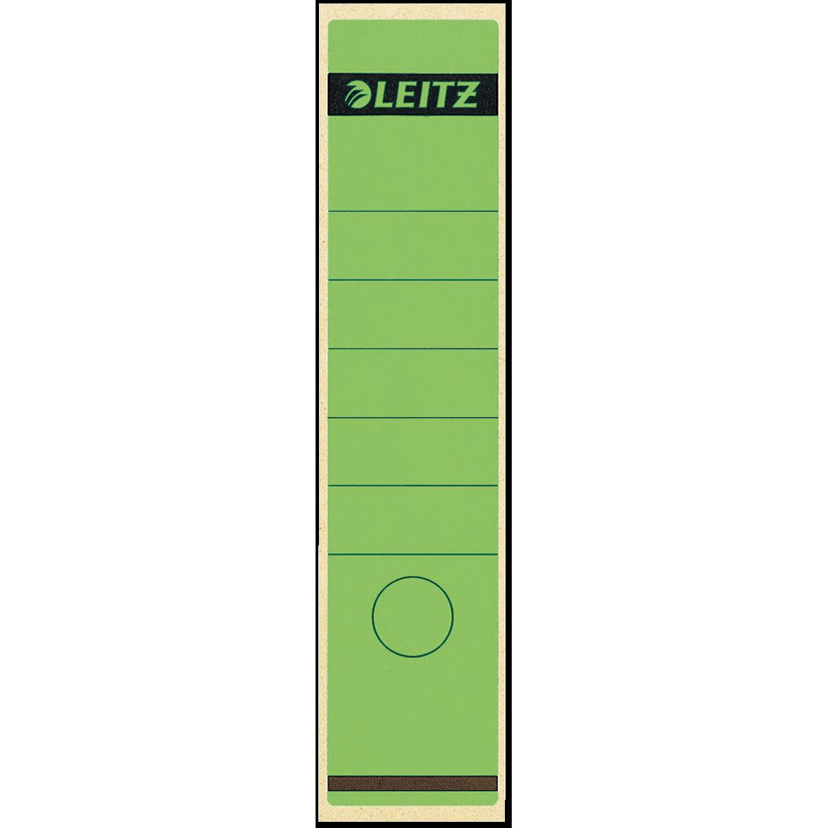 Leitz, Ordner Zubehör, Ordnerrücken-Etikett, 61 x 285 mm, lang, breit, grün passend für Standard- und Hartpappe
