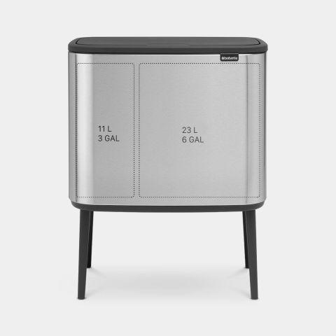 Produktbild Brabantia Mülleimer zur Trennung mit Knopf, silber (31 62 27) (34 l)
