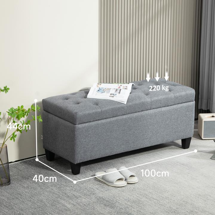 Produktbild Homcom Sitzbank Polyester, Schaumstoff Hellgrau (40 cm)