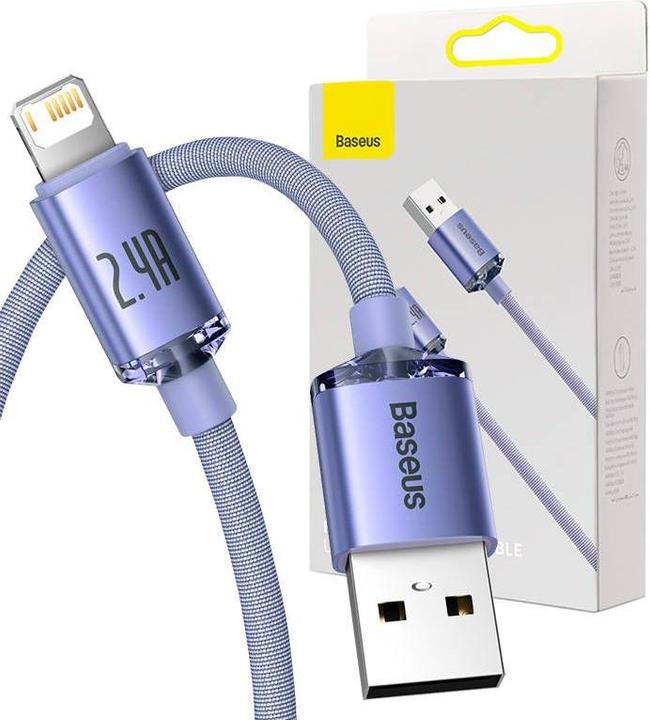 Immagine prodotto Baseus Crystal Shine Series Fast Charging Data Cable USB to iP 2.4A 1.2m Purple (1.20 m)