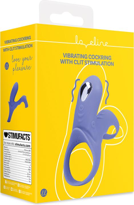 Actual product image Loveline Vibrating Cockring with Clit Stimulation - Tamiya Blue (4.20 cm)