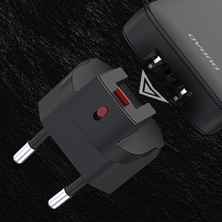 Actual product image Dudao GaN A65Q 65W USB-A / USB-C PD Ultra-Thin Wall Charger - Black (65 W)