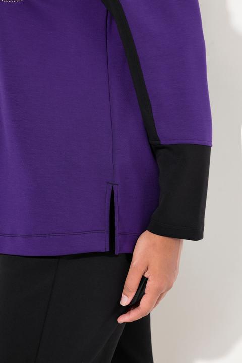 Produktbild Ulla Popken Sweatshirt, Zierstein-Schriftzug, Stehkragen, Langarm (58)