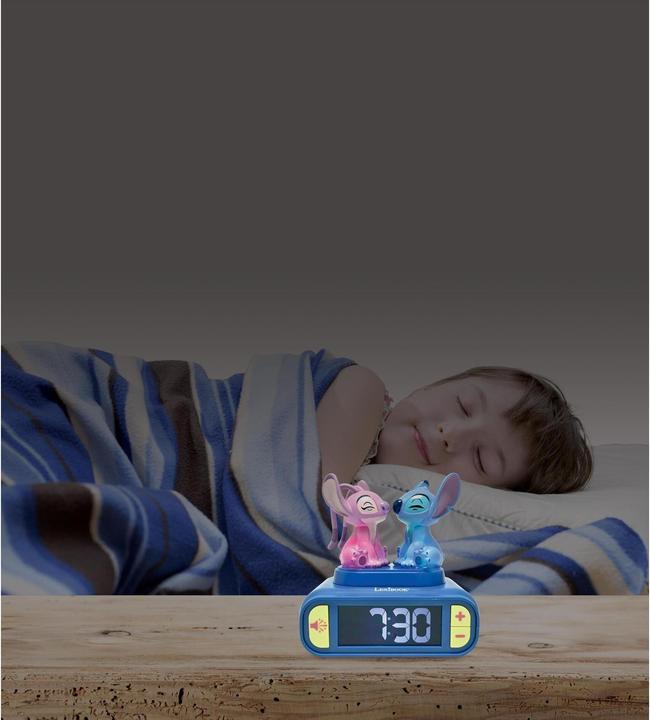 Image du produit Lexibook - Stitch & Angel Night Light Alarm Clock with Sounds - Blue/Pink - Compact Size