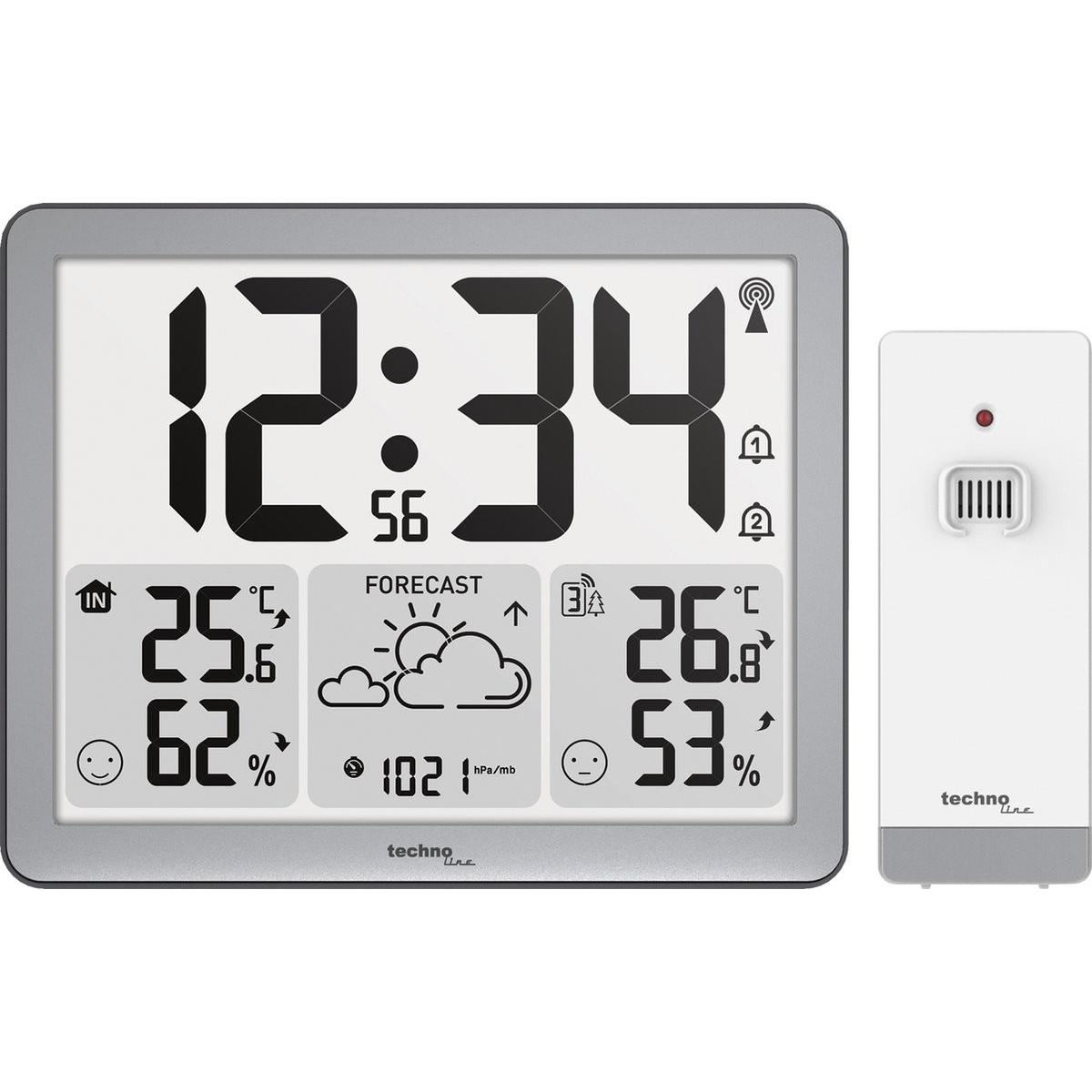 Technoline weerstation - WS 6780 - 173x140x27mm - zilver - met 1 buitensensor - TL-WS6780, Stazione meteo, Argento, Nero