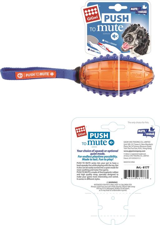 Immagine prodotto GiGwi Giocattolo per cani con funzione Push to Mute, palla, blu/arancione (Gioco da masticare per cani)