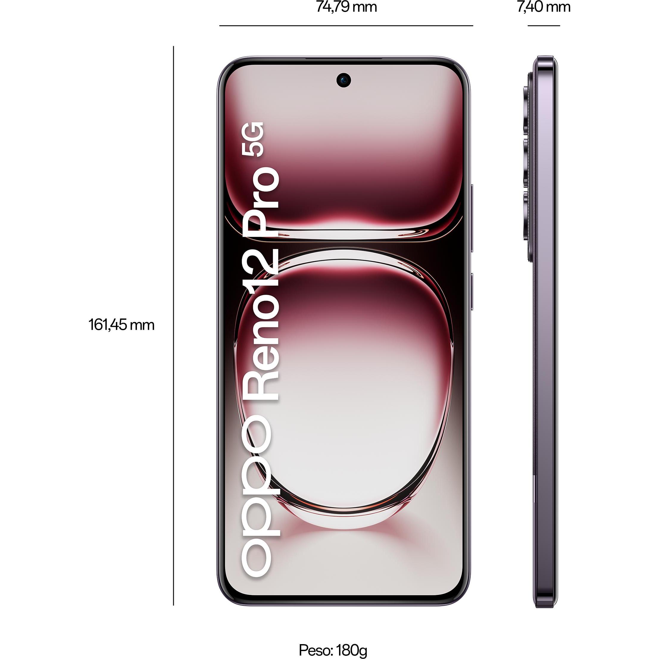 OPPO Reno12 Pro (512 GB, Nebula Black, 6.70", Dual SIM, 5G), Smartphone, Schwarz